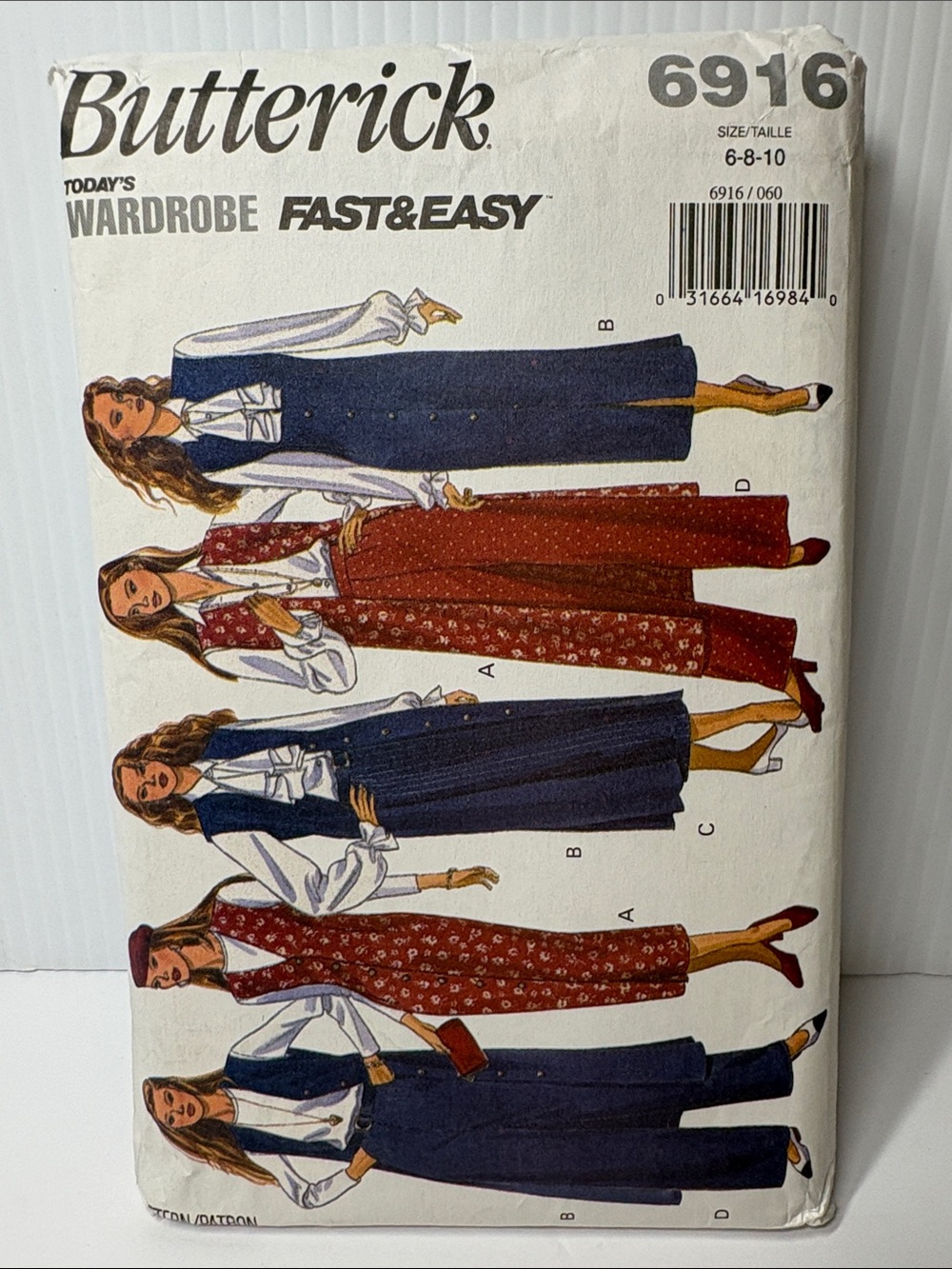 Butterick 90s Women's Maxi Dress Pants Jumper Sewing Patterns 6916 sizes 6-10